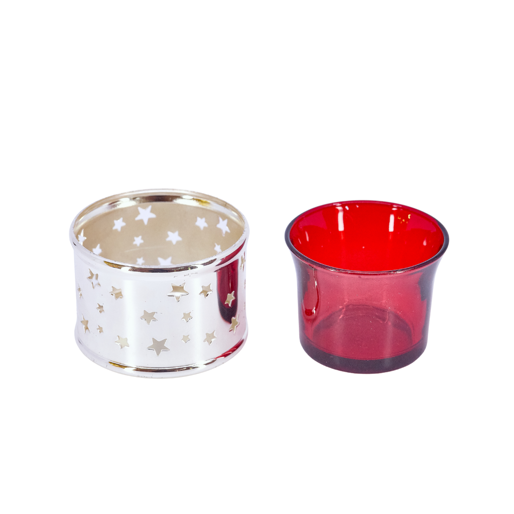 Starshine Red Glass Tealight Holder