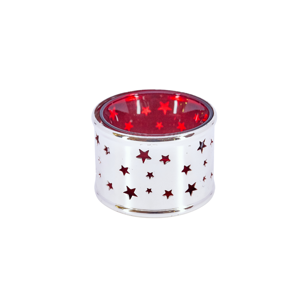 Starshine Red Glass Tealight Holder