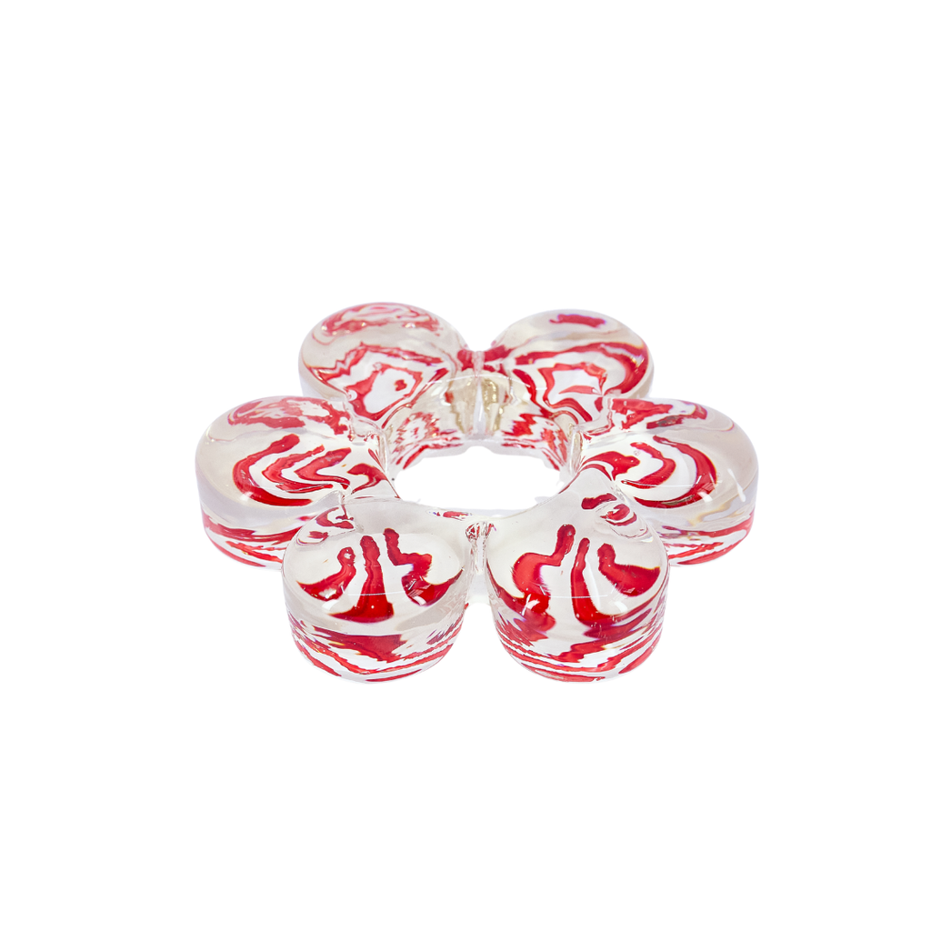 Red Swirl Murano-Style Glass Dish