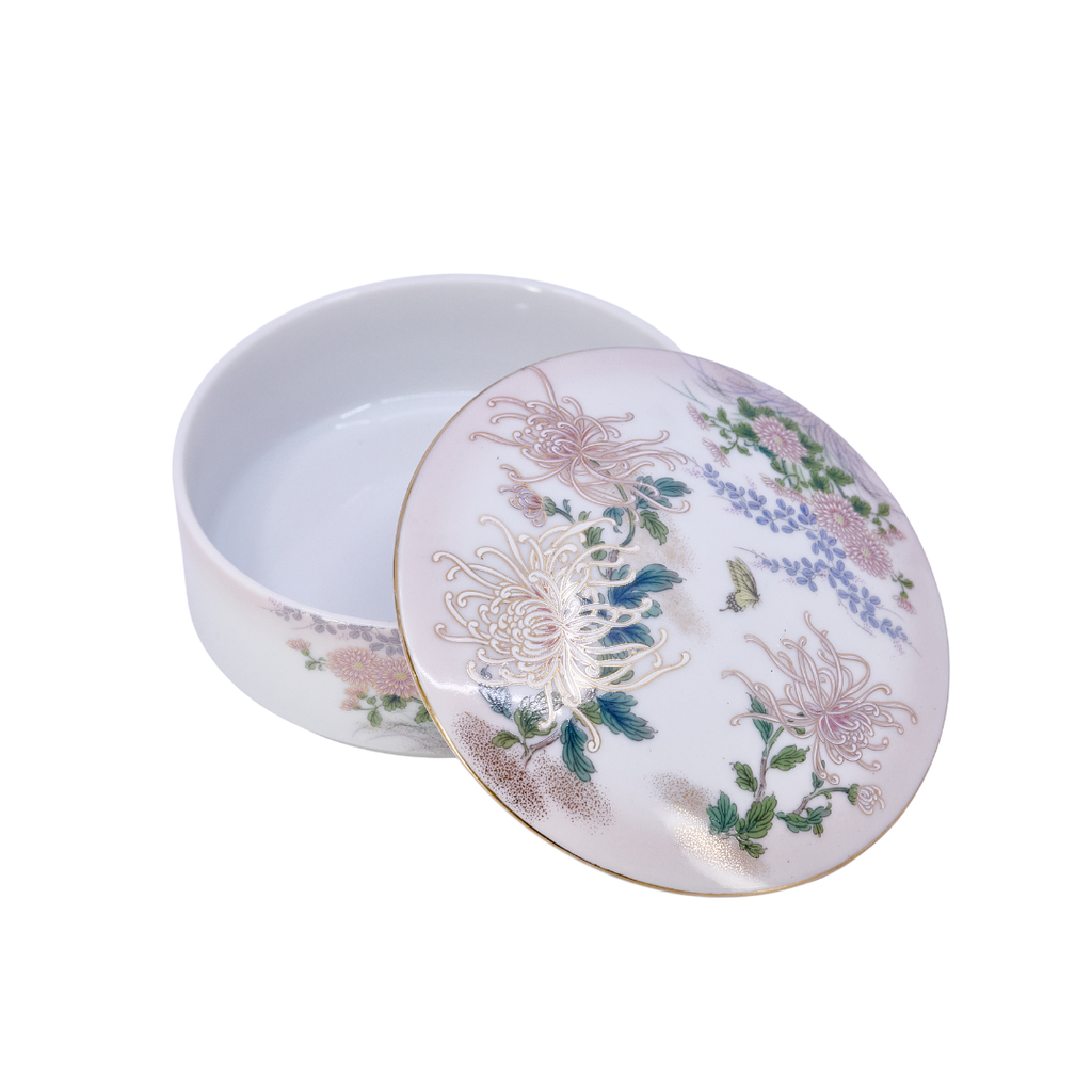 Japanese Chrysanthemum Porcelain Trinket Box