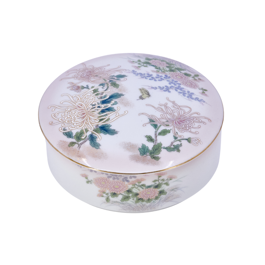 Japanese Chrysanthemum Porcelain Trinket Box