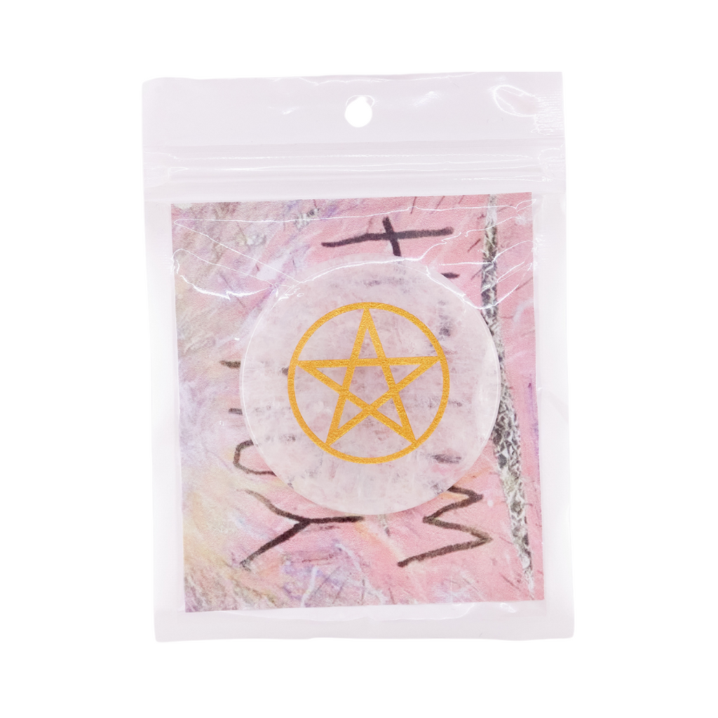 Mini Clear Quartz Pentacle Altar Tile