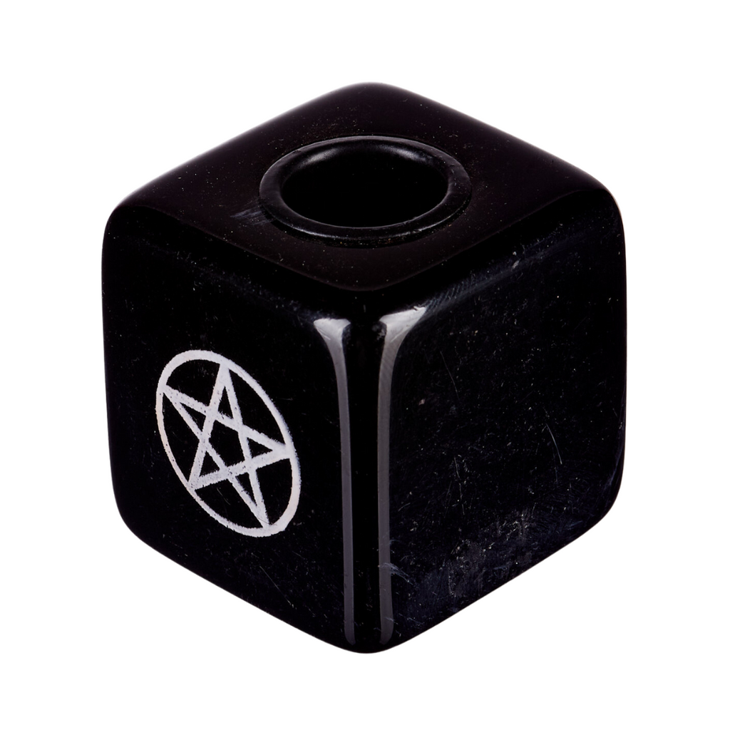 Pentagram Cube Candle Holder - Black