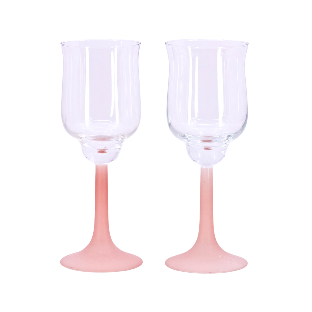 Pink Vintage Frosted Glasses 2 Piece