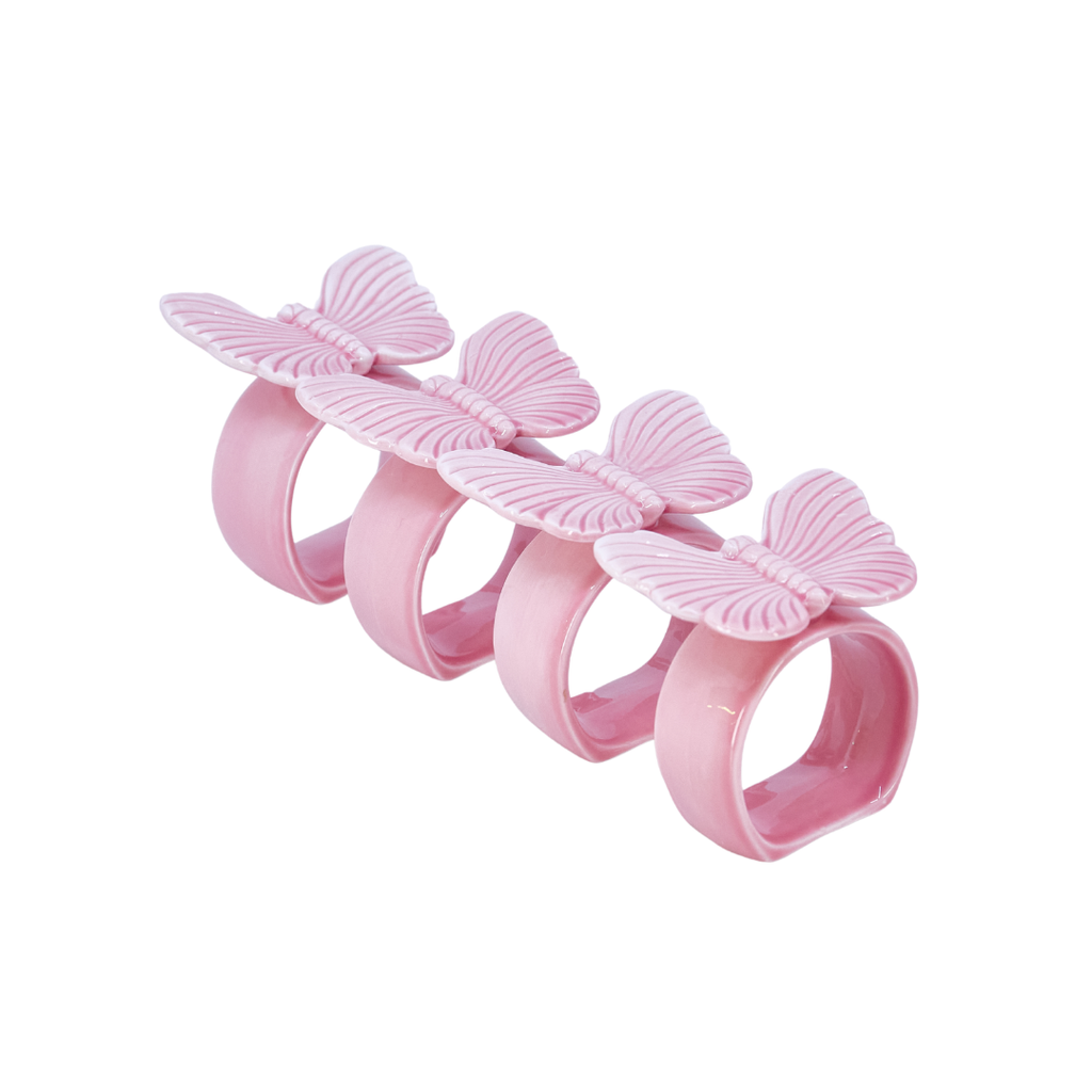 Pink Butterfly Napkin Rings (Set of 4)