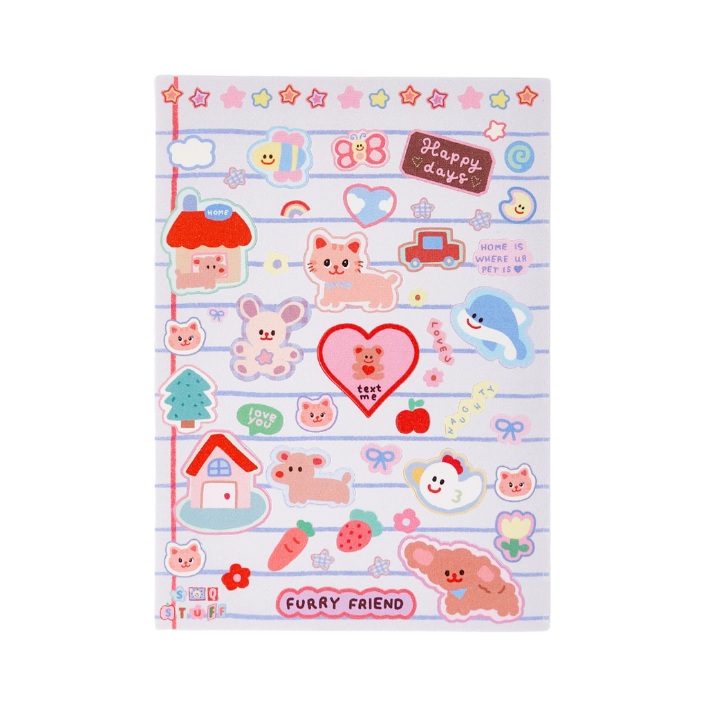 Furry Friend Glitter Sticker Sheet