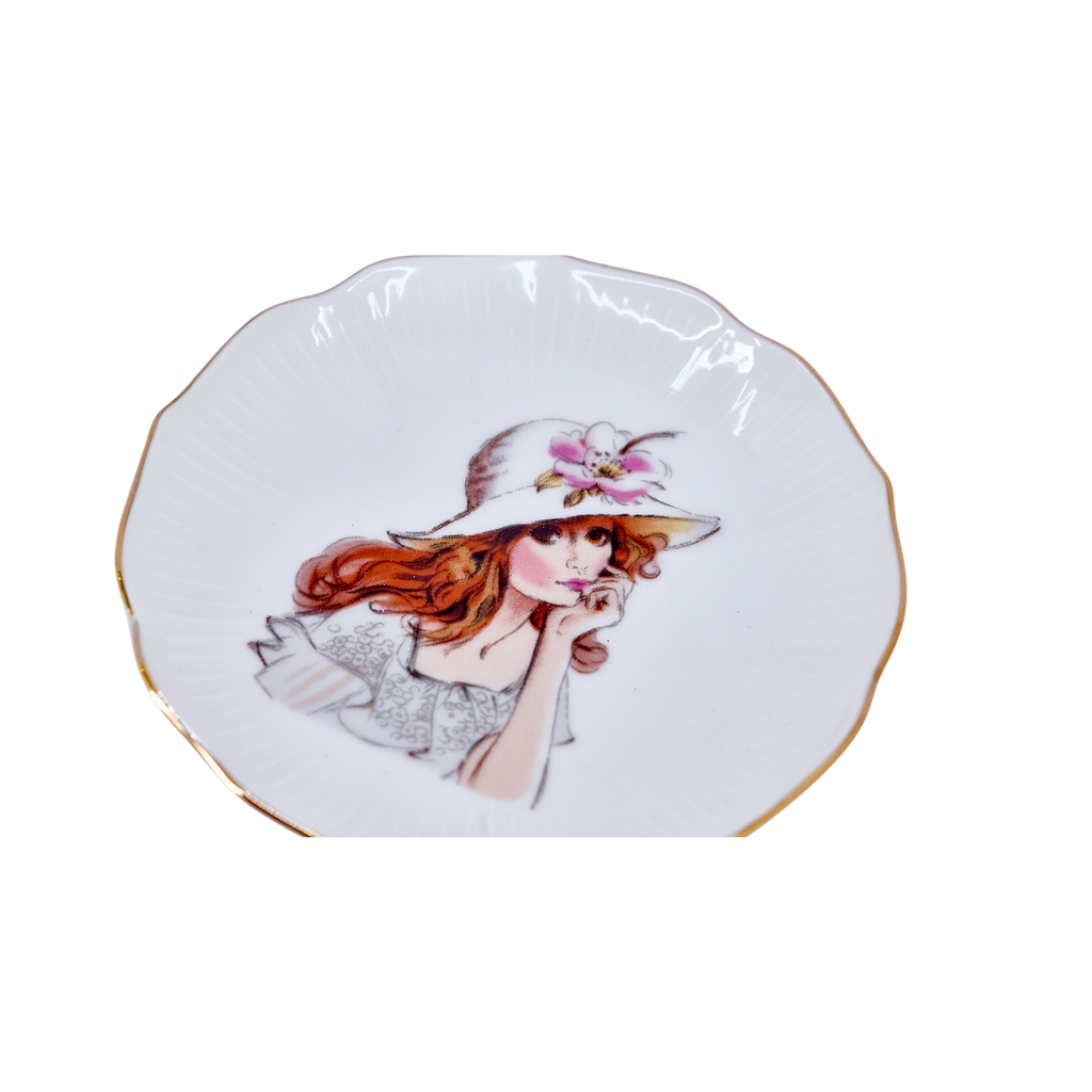 Decorative Mini Plate with Lady Illustration