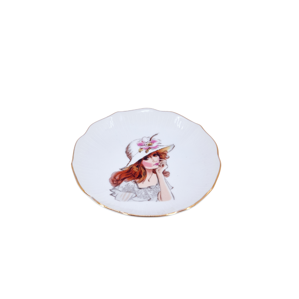 Decorative Mini Plate with Lady Illustration