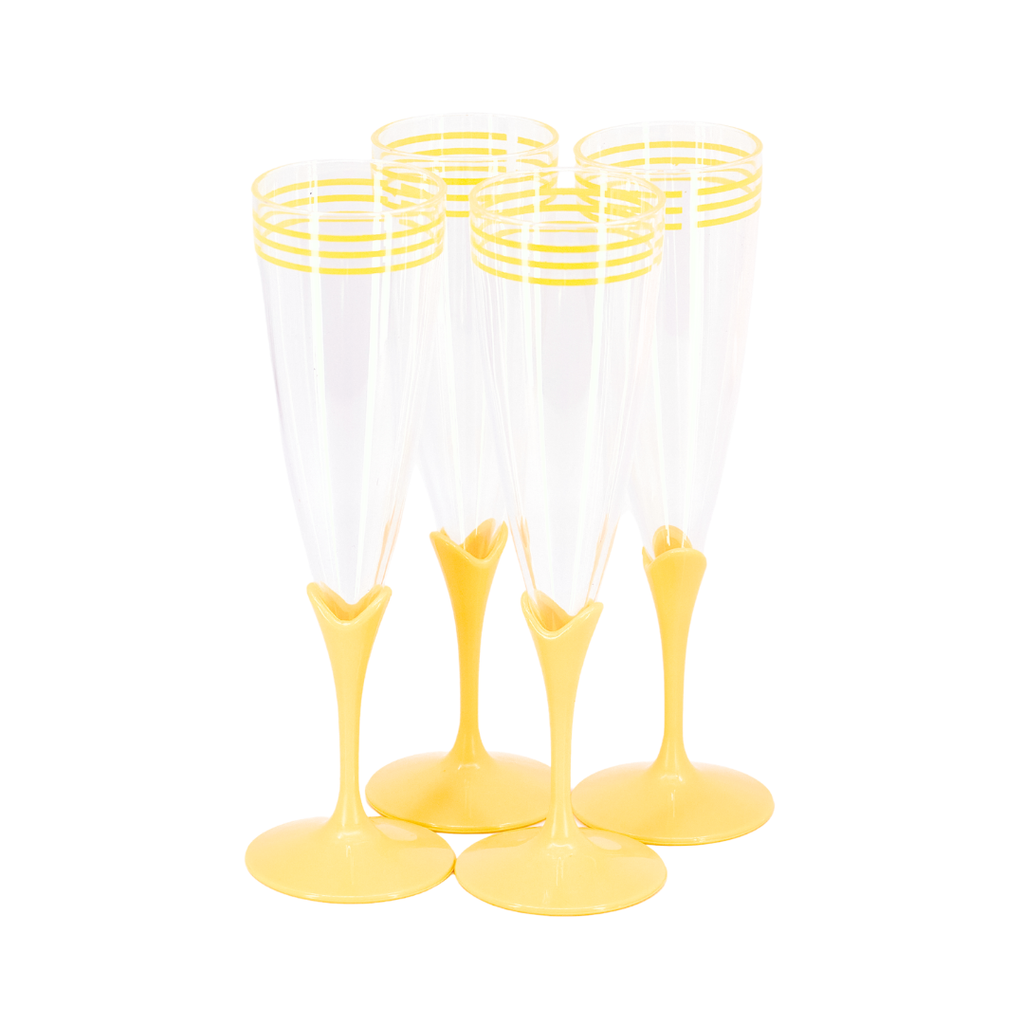 Yellow Stem Champagne Flutes (Set of 4)