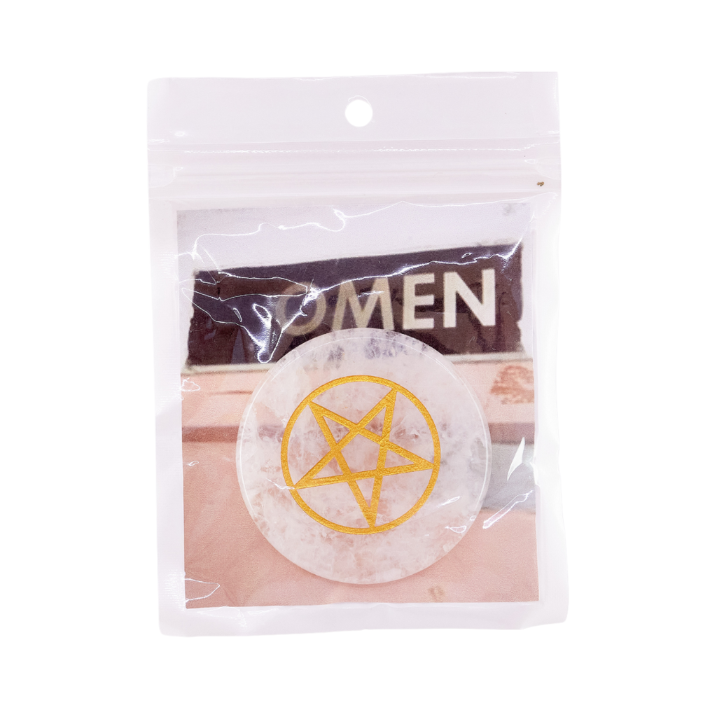 Mini Clear Quartz Pentacle Altar Tile