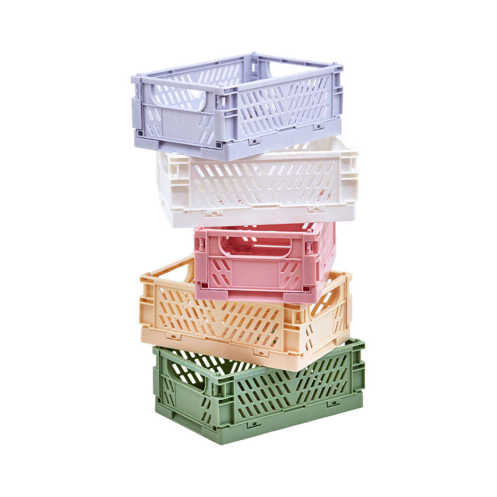 Beige Foldable Mini Storage Crate