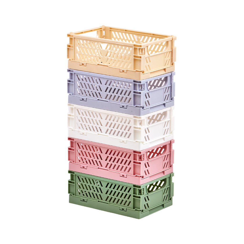 Beige Foldable Mini Storage Crate