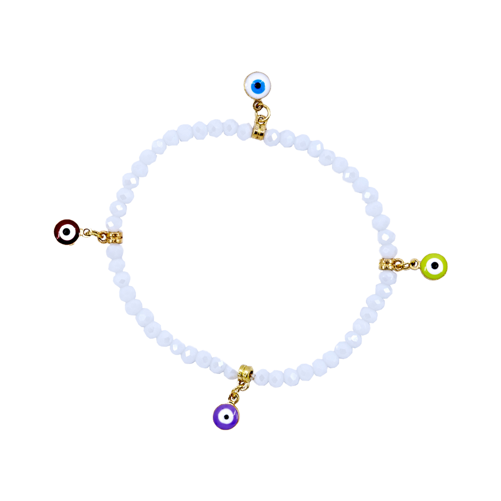 White Evil Eye Charm Bracelet