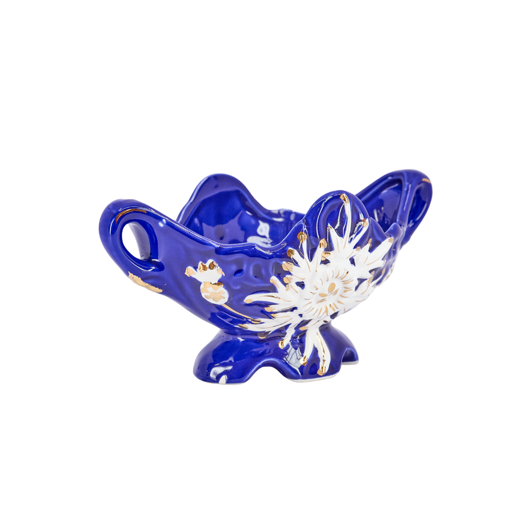 Cobalt Blue Hand-Painted Ceramic Vase