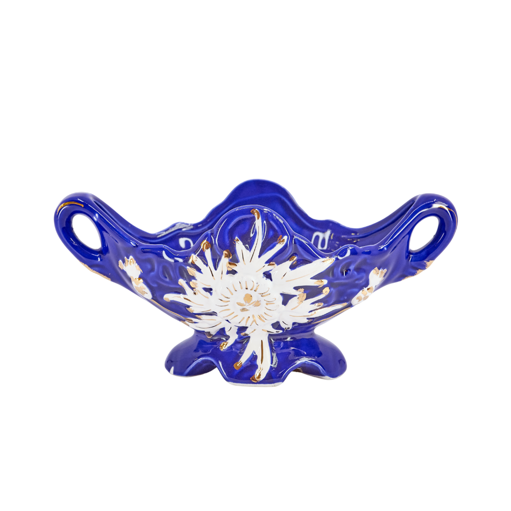 Cobalt Blue Hand-Painted Ceramic Vase