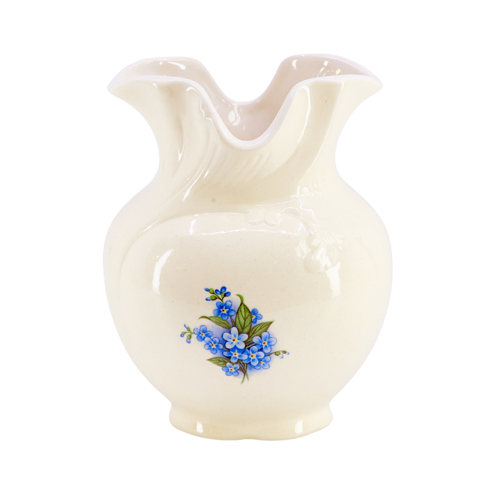 Handmade Ceramic Vase with Blue Floral Motif