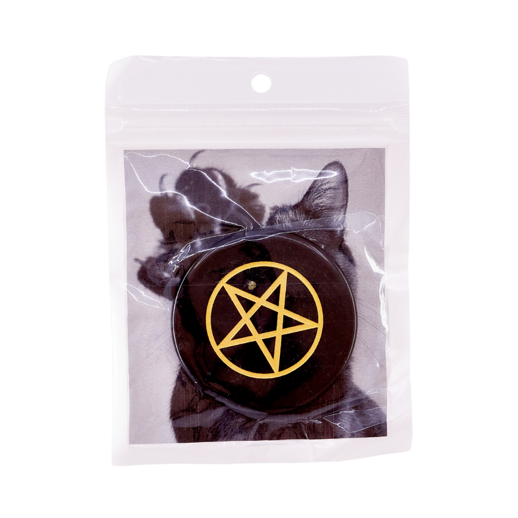 Mini Black Obsidian Pentacle  Altar Tile