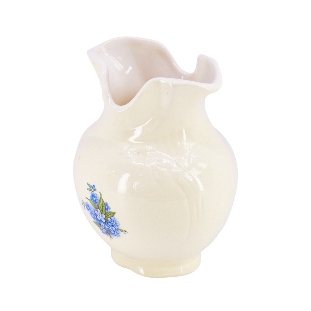 Handmade Ceramic Vase with Blue Floral Motif