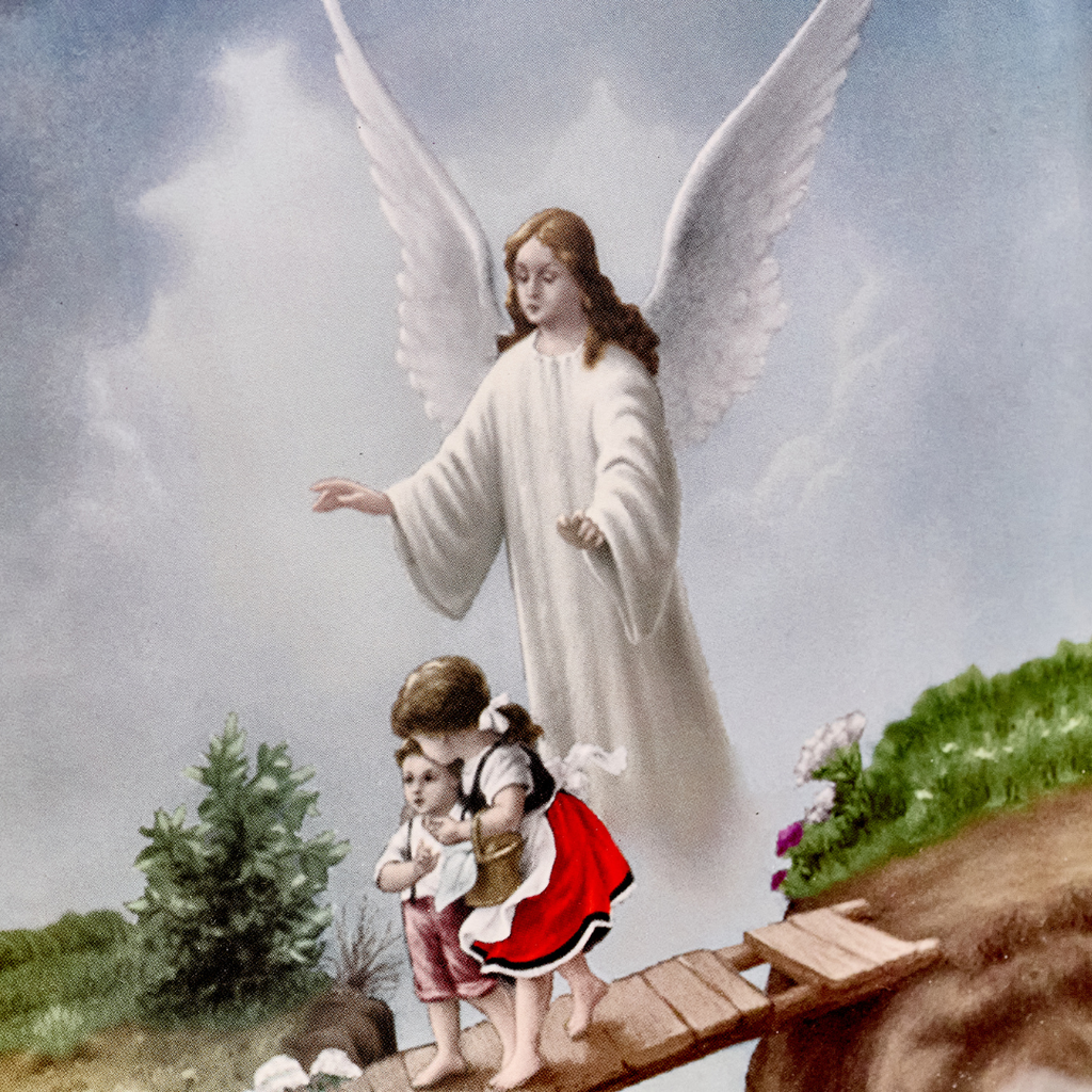 Guardian Angel Print in Red Frame