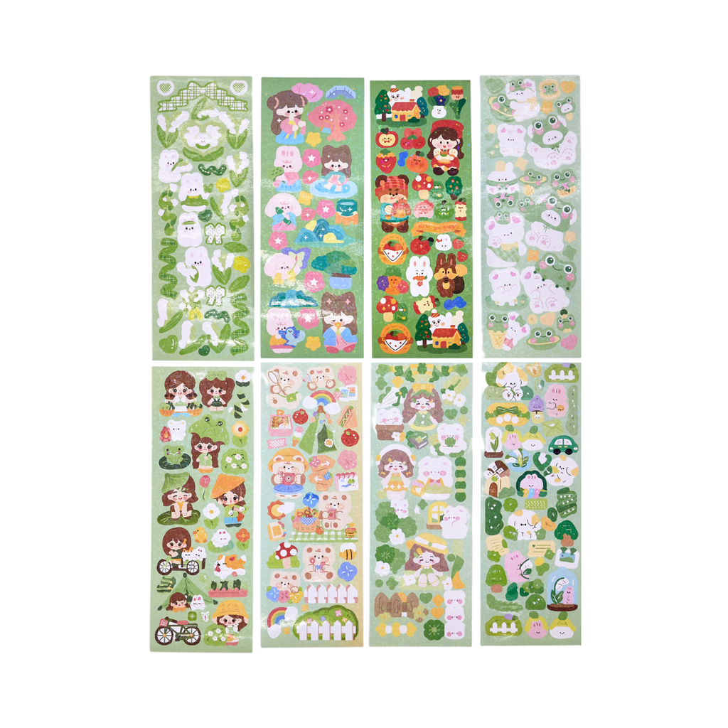 Cute Cartoon Sparkly Sticker Sheet