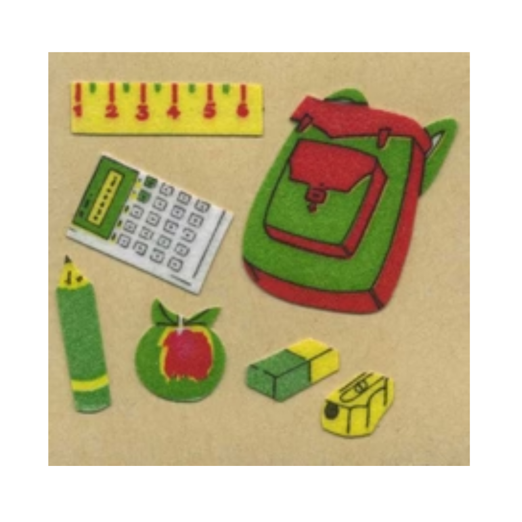 School Bags Fuzzy Sticker Sheet