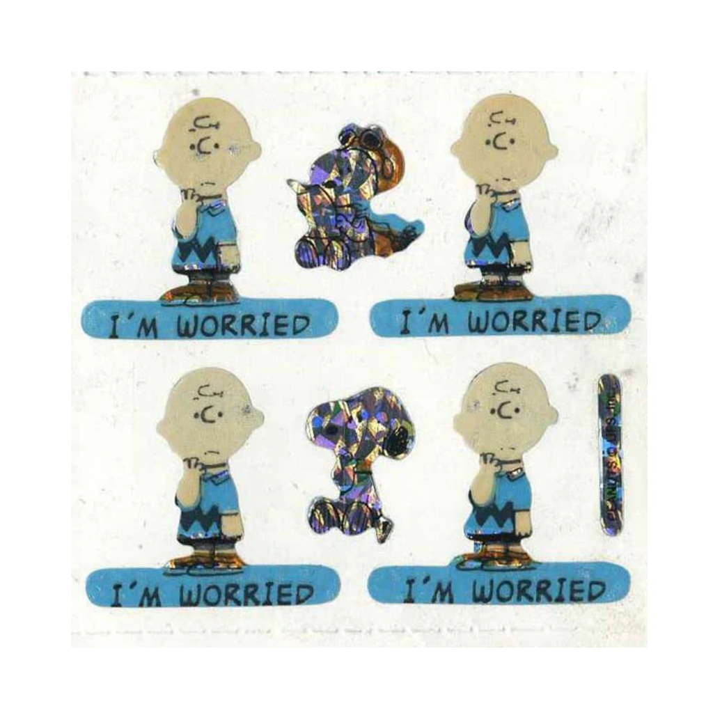 Charlie Brown I'm Worried Sparkly Sticker Sheet