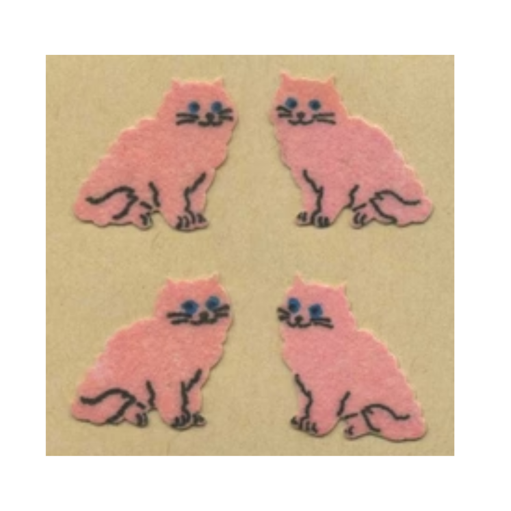 Pink Cats Fuzzy Sticker Sheet