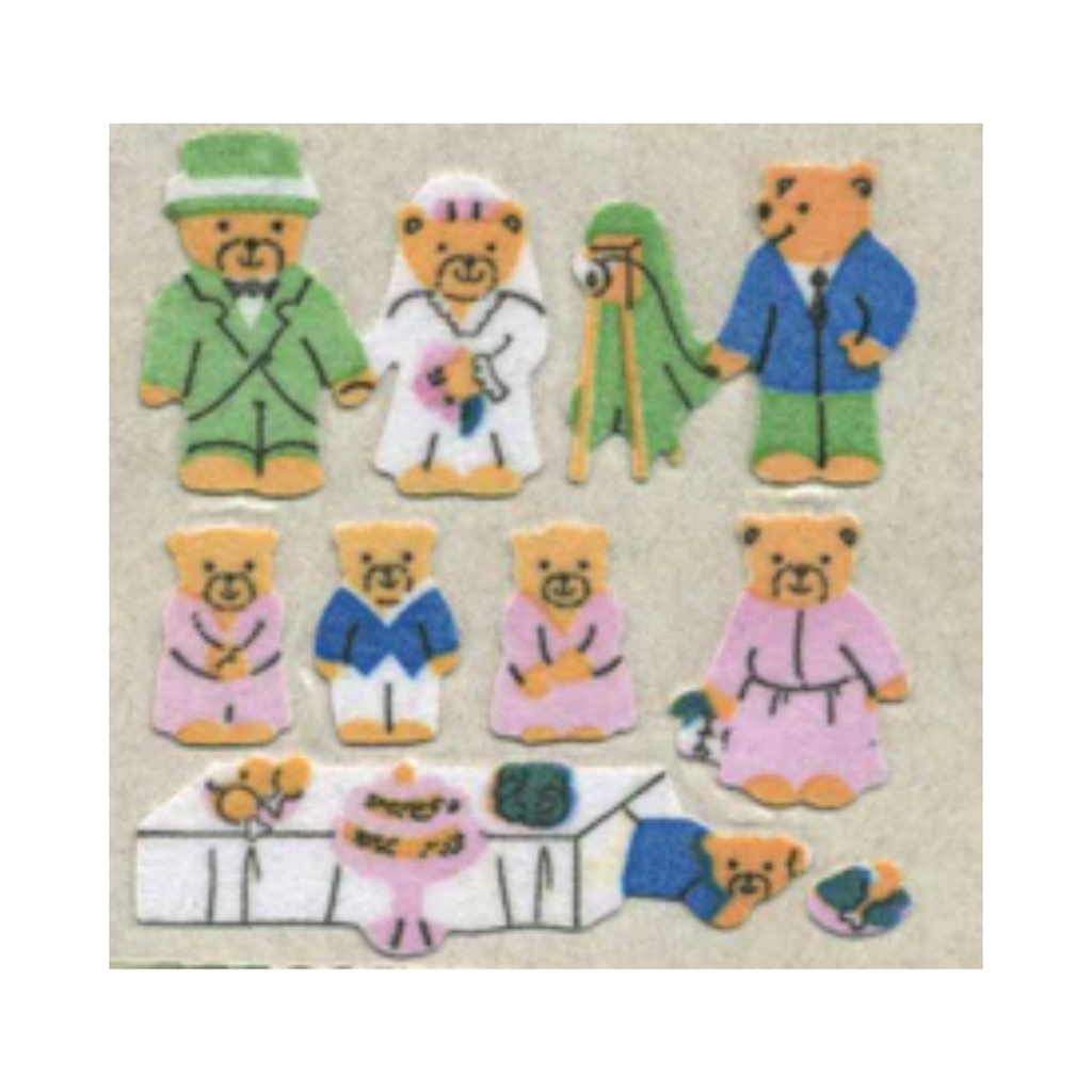 Micro Teddy Wedding Fuzzy Sticker Sheet