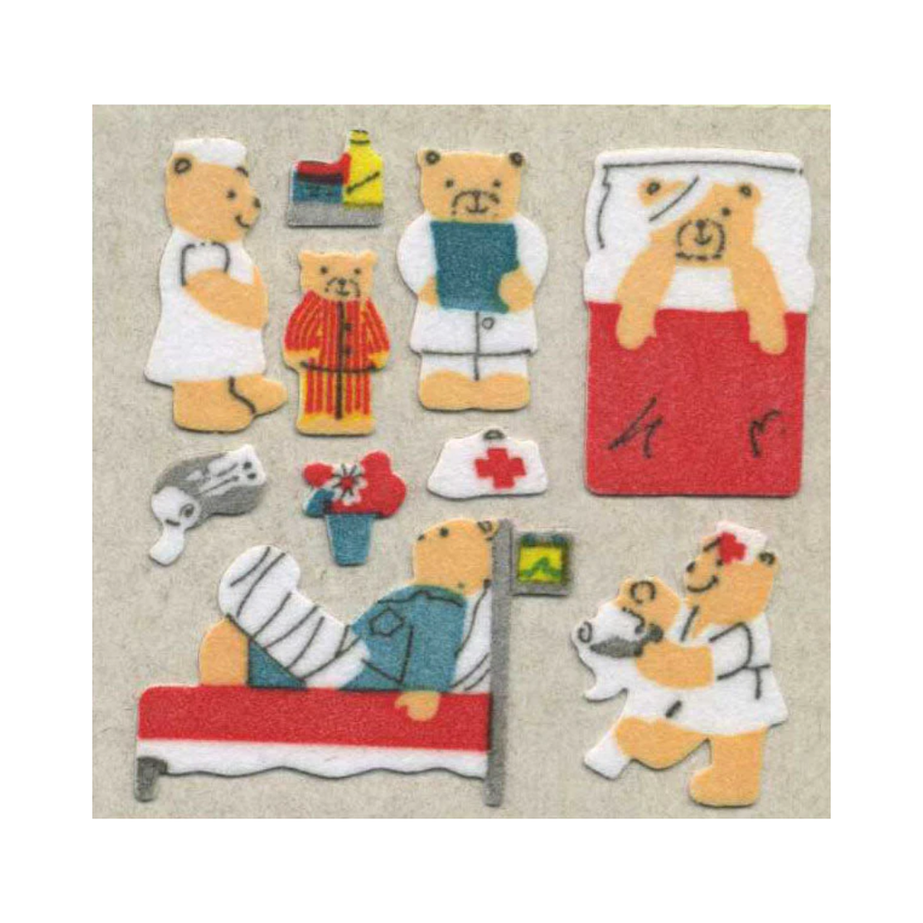 Micro Teddy Hospital Fuzzy Sticker Sheet