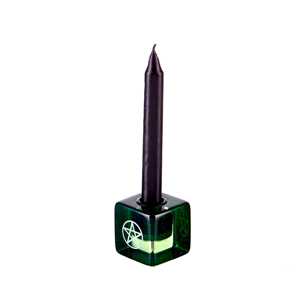 Pentagram Cube Candle Holder - Green