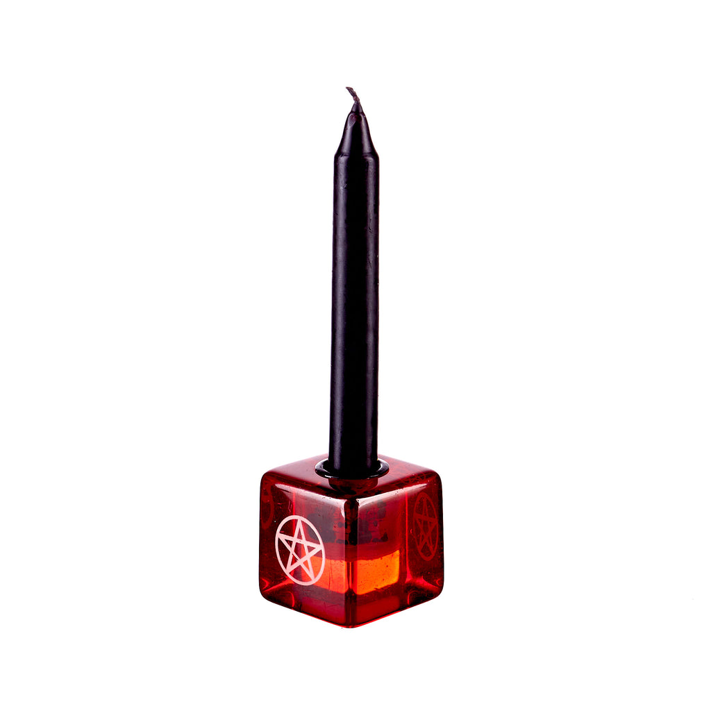 Pentagram Cube Candle Holder - Red