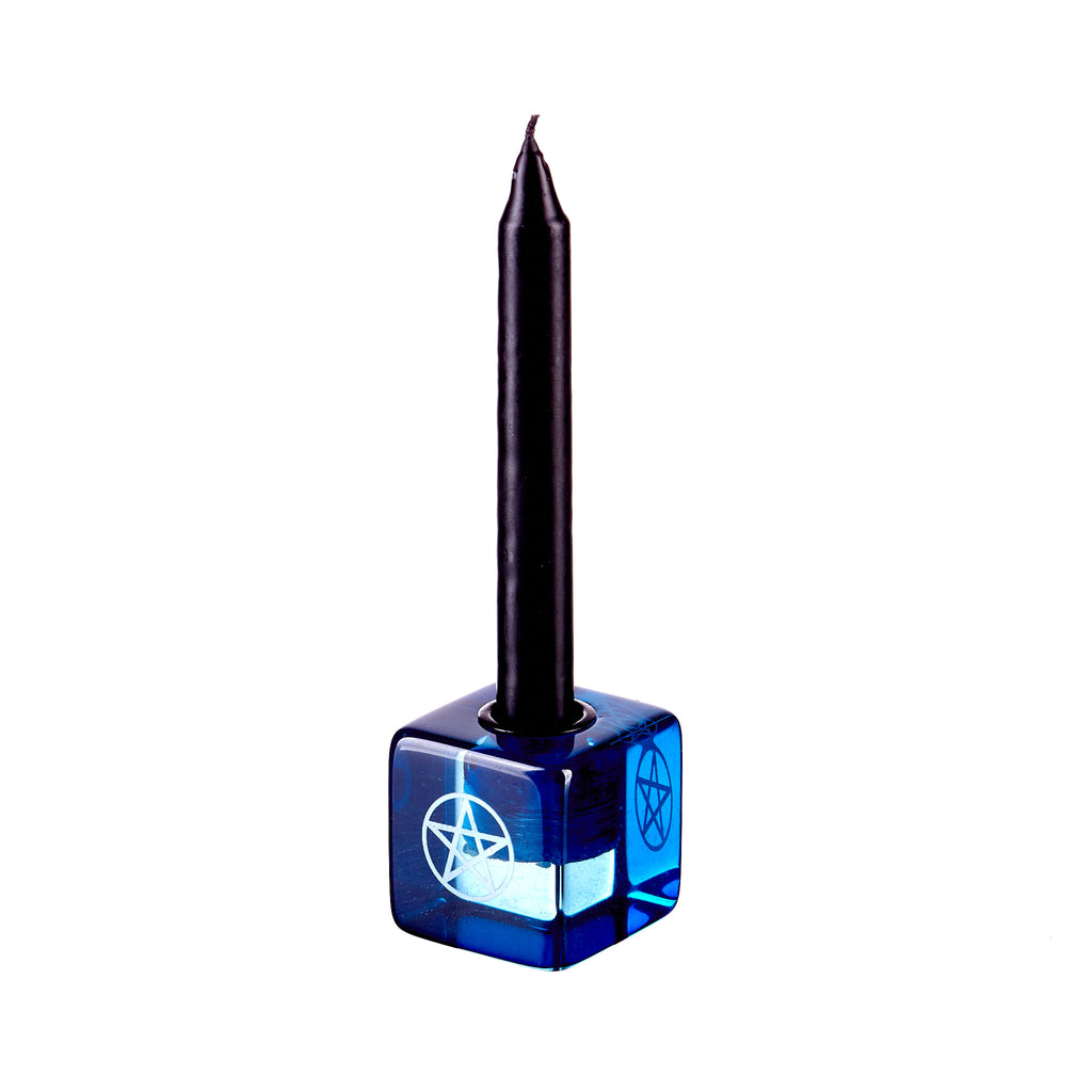 Pentagram Cube Candle Holder - Blue