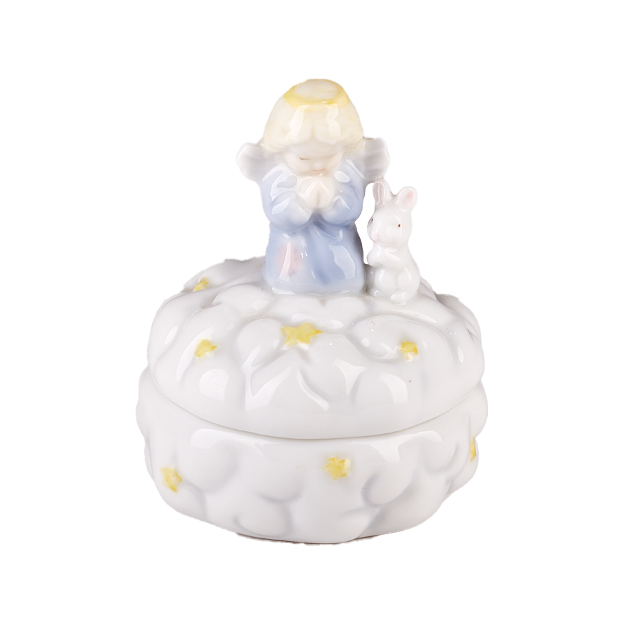 Mini Angel and Bunny Ceramic Keepsake Box