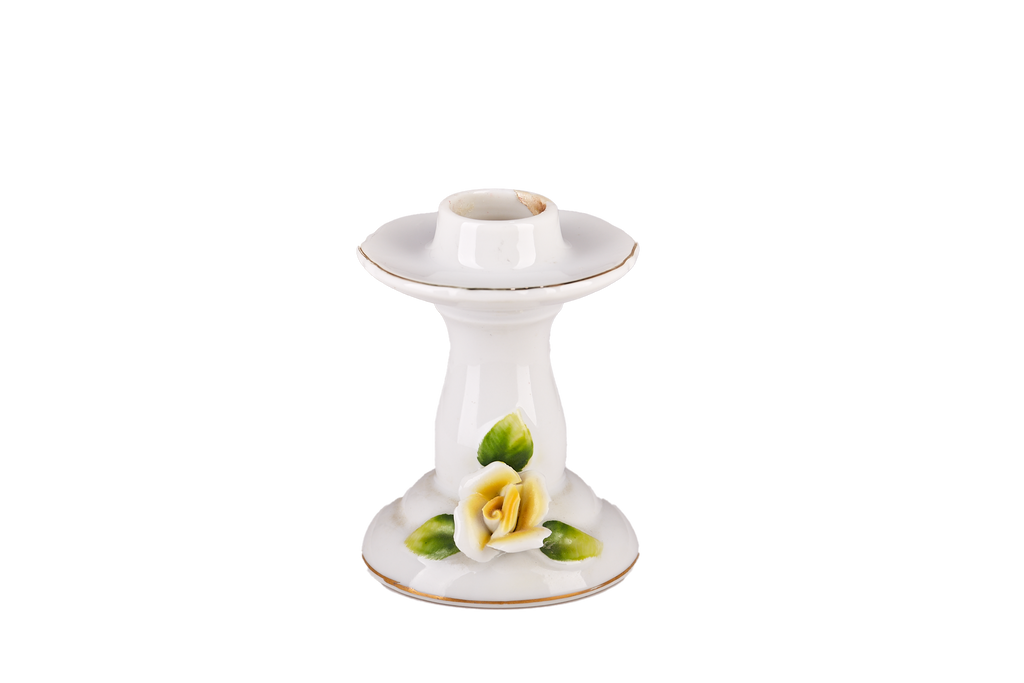 Ceramic Candle Holder with Yellow Flower Detail