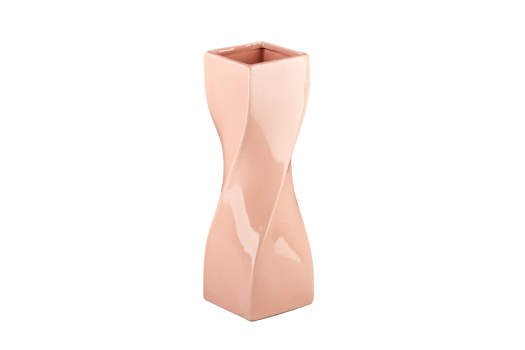 Tall Twisted Pale Pink Vase