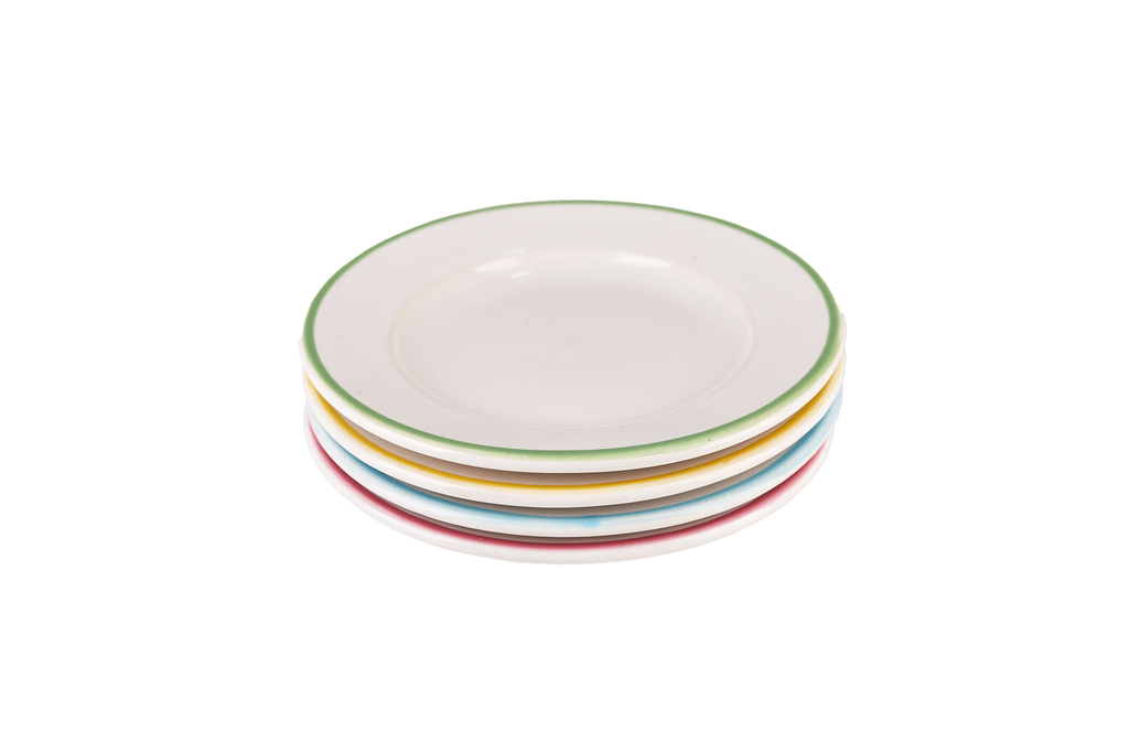 Small Coloured Rim Plate Set
