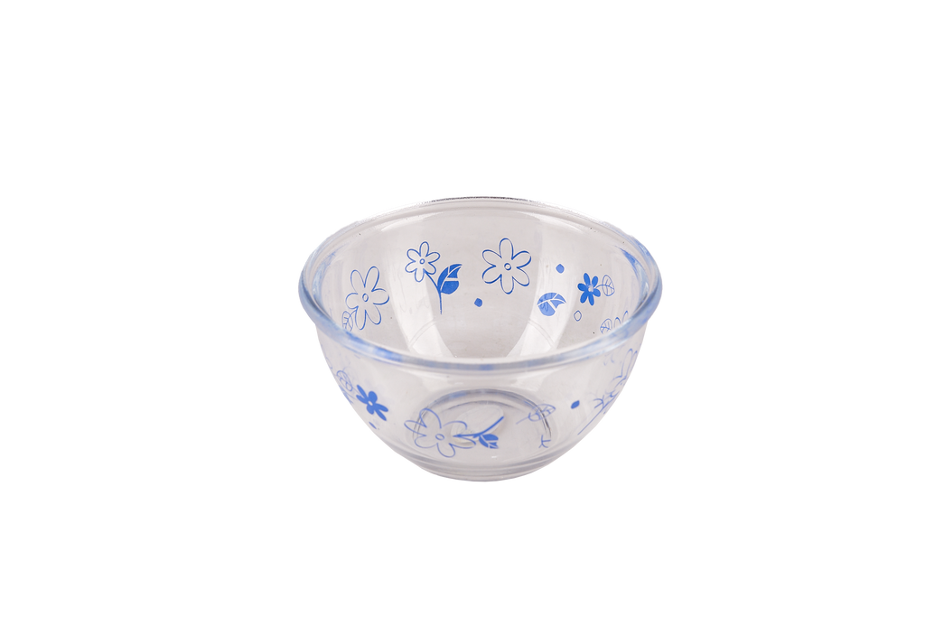 Glass Bowls with Blue Flowers Set