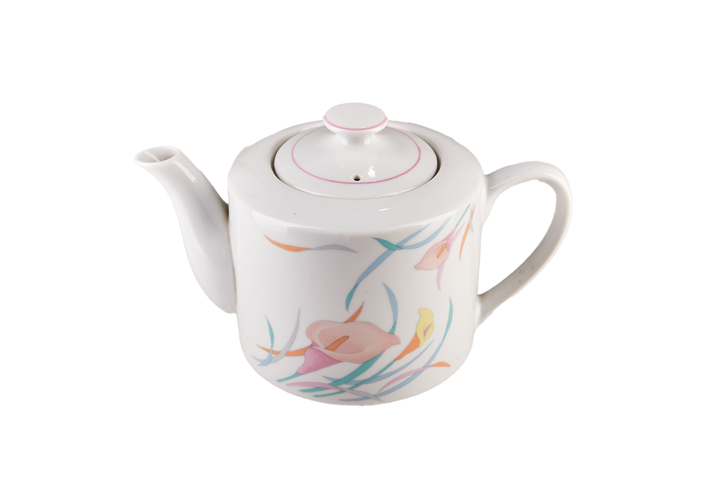 Large White Teapot with Flower