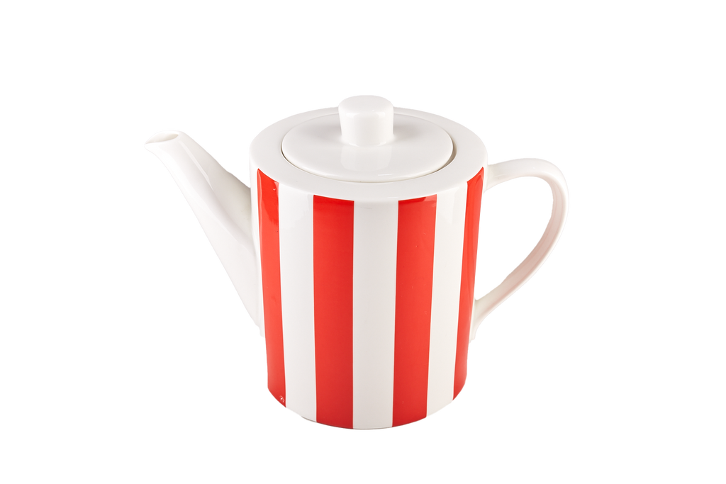 Red and White Stripe Teapot