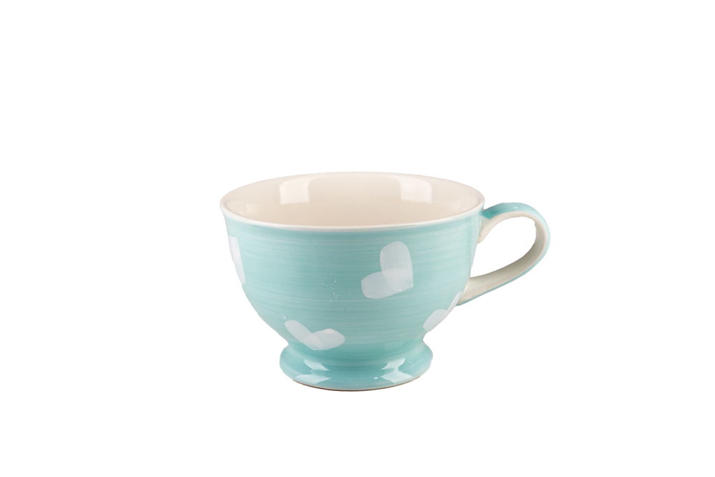 Teal and White Heart Mug