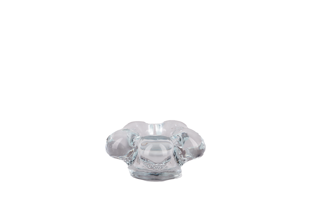 Blue Glass Flower Candle Holder