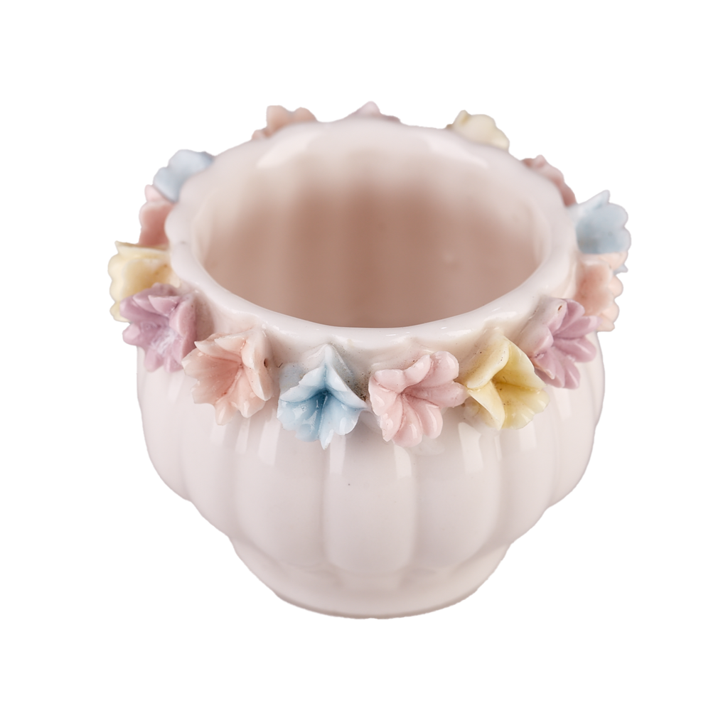 Ceramic Pot with Pastel Flower Detail