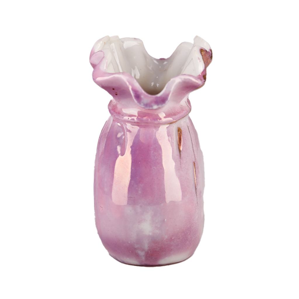 Pink Iridescent Ceramic Pouch Vase (Made in Japan)