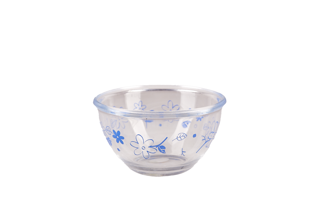 Glass Bowls with Blue Flowers Set