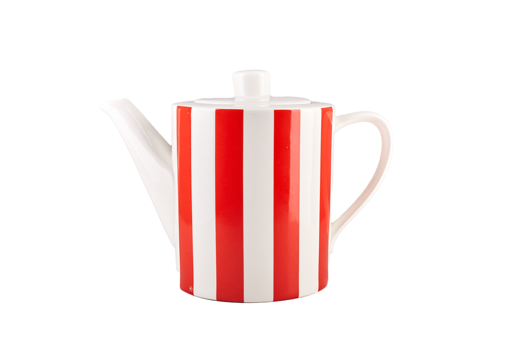 Red and White Stripe Teapot