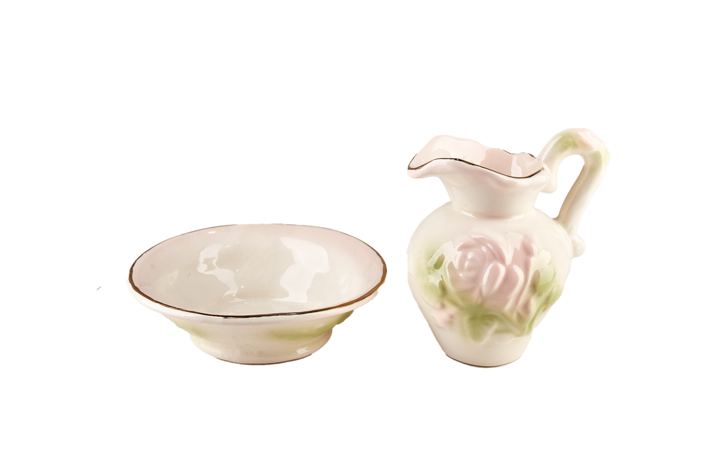 Pink Rose Milk Jug and Dish