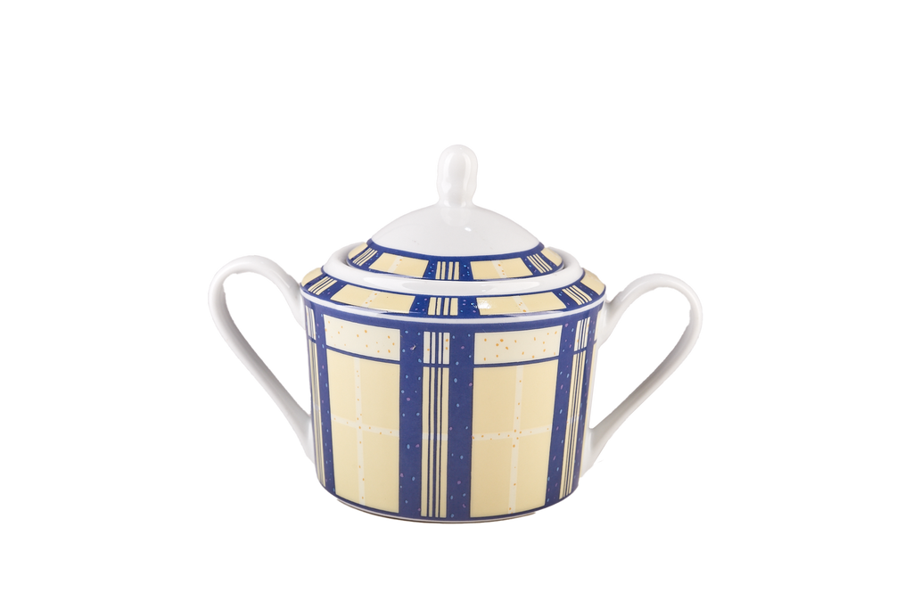 Blue and Yellow Striped Teapot Set