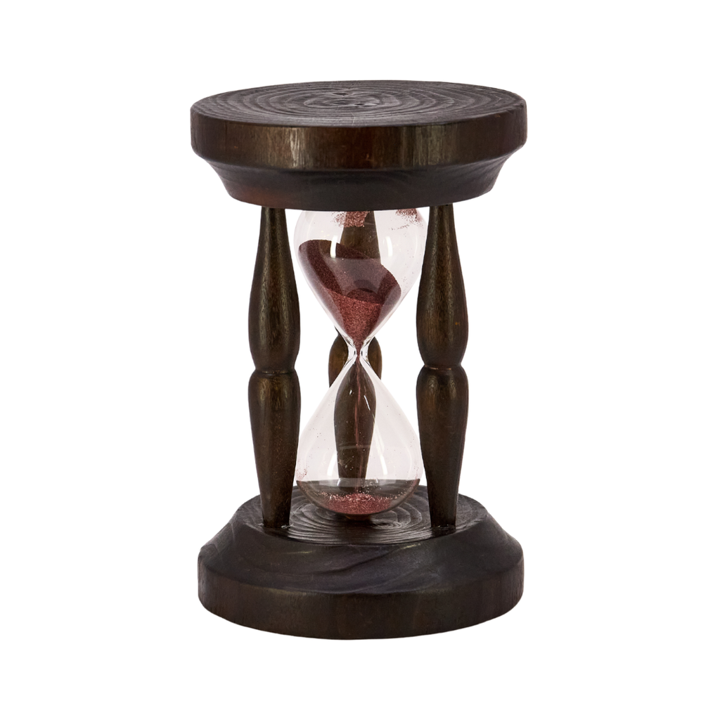 Wooden Hourglass with Pink Sand
