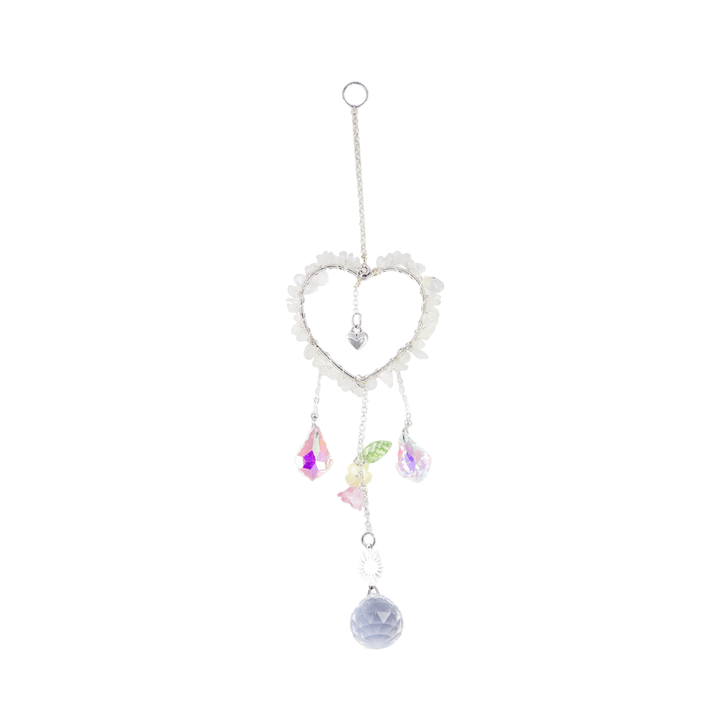 Rainbow Moonstone Heart Suncatcher