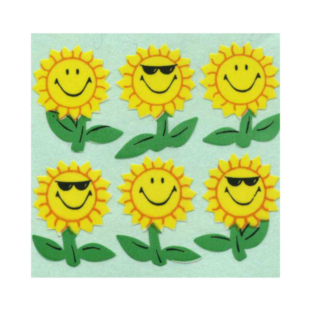 Smiley Sunflowers Paper Sticker Sheet